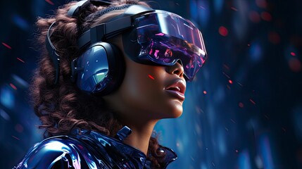 Metaverse digital cyber world technology, people with virtual reality VR goggle playing AR augmented reality game and entertainment, futuristic metaverse gameFi NFT game ideas, Generative AI