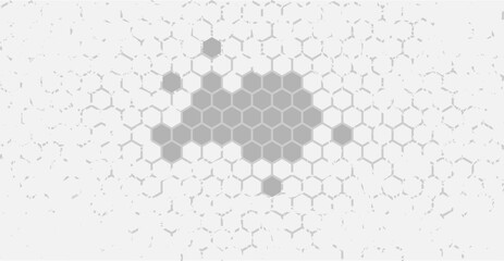 Rough, irregular texture composed of monochrome geometric elements. distressed grunge hexagon . Abstract vector illustration. Isolated on white background. Vector Format honeycomb