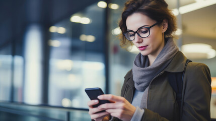 Contemporary Connection: Woman Enthralled by Mobile Content