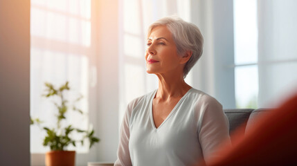 Mindfulness Meditation: Senior Woman in Yoga