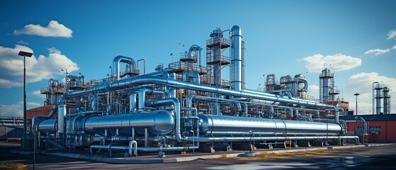 Pipelines and pipe rack of an industrial operation producing petroleum, chemicals, hydrogen, or ammonia.