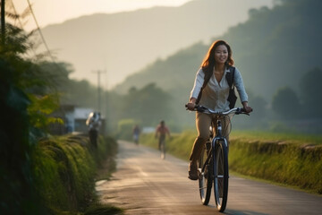 Outdoor Adventure with Female Cyclist