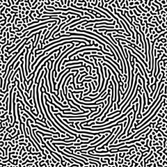 Vector-illustrated turing pattern with chaotic curved details in white and black. Circular zigzag pattern diffusion

Vector Formats 