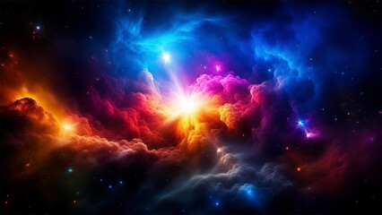  Space galaxy colorful supernova star background, universe magic starry sky, gas cloud in deep outer cosmos.Generative AI

