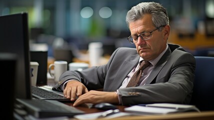 a manager of a company dozing off at his desk..