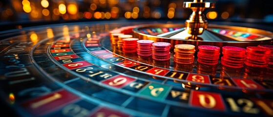 close-up of a roulette table.