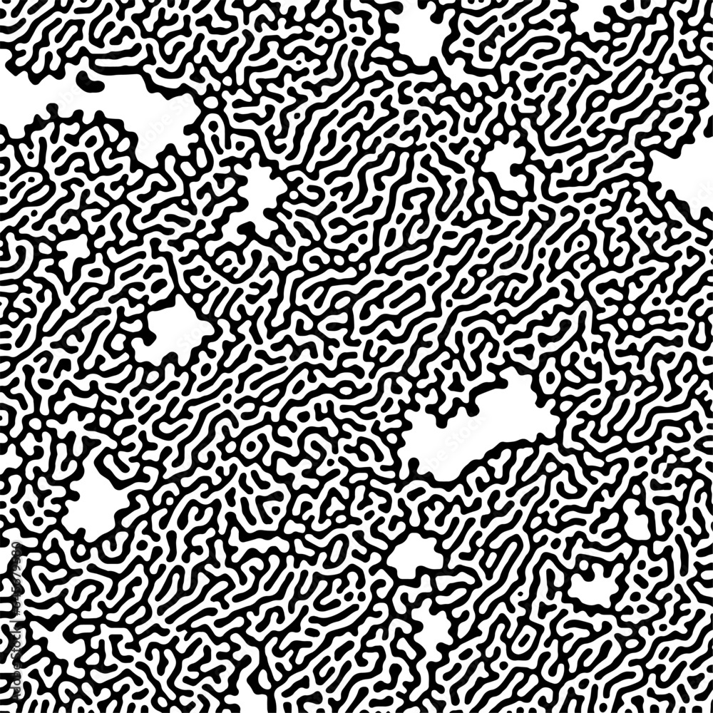 Wall mural Turing reaction diffusion monochrome seamless pattern made via morphogenesis. Natural background with organic structures. Vector illustration of chemical or biological concept.

Vector Formats 