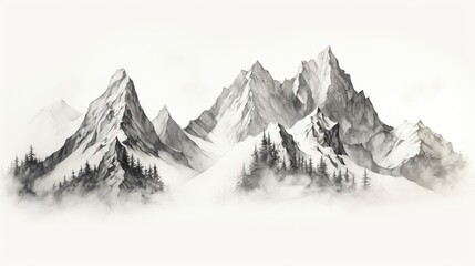 Natural mountain silhouettes ai image generated