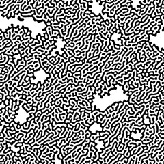 Turing reaction diffusion monochrome seamless pattern made via morphogenesis. Natural background with organic structures. Vector illustration of chemical or biological concept.

Vector Formats 