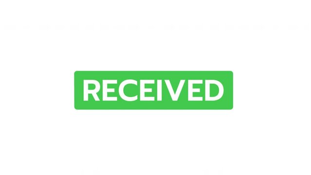 "RECEIVED" Hand stamping rubber stamp animation, transparent background, alpha channel included.