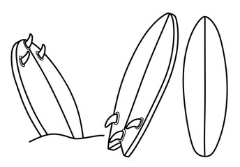 Hand drawn doodle of surfboard isolated on white background. vector illustration