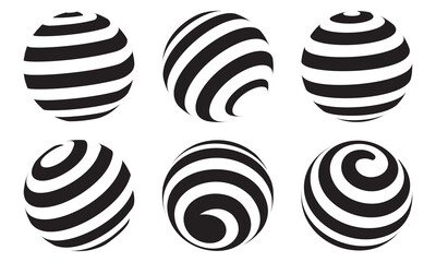 collection of isometric globe logo circular shape isolated white background - obrazy, fototapety, plakaty