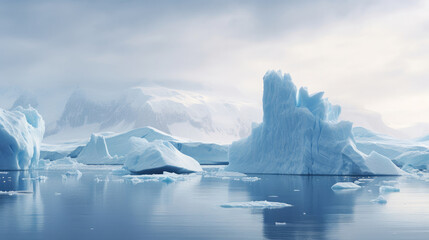 Iceberg, mass of ice broken off from a glacier - obrazy, fototapety, plakaty