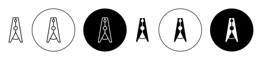 Peg line icon set. laundry clothes clothespin vector symbol in black filled and outlined style.