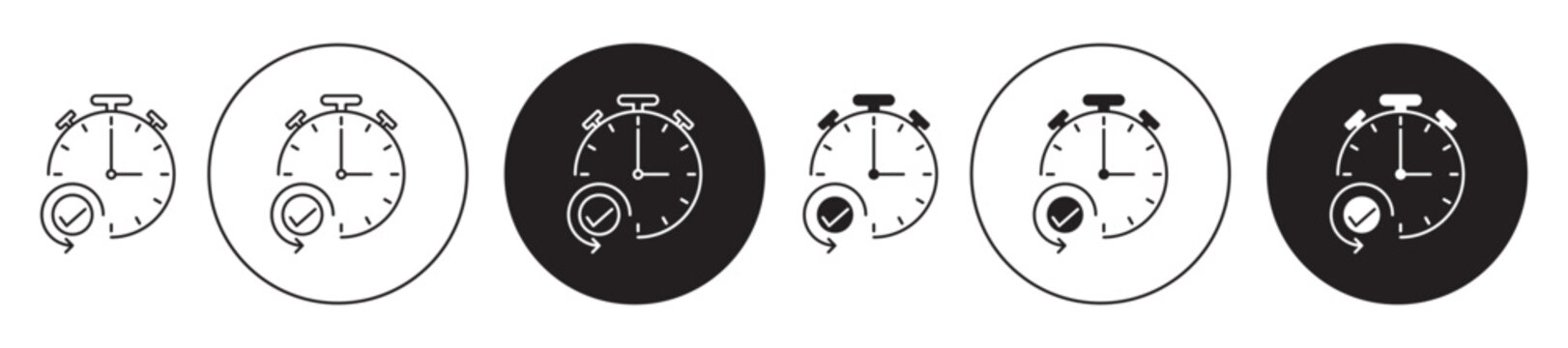 Any Time icon set. effective fast turnaround time vector symbol. anywhere quick delivery sign in black filled and outlined style.