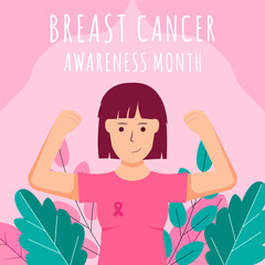 Breast Cancer Awareness Month illustration in flat design
