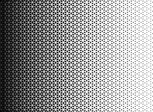 Halftone seamless pattern. Repeated geometric gradient. geometry pattern background. Repeating gradation design. Repeat hexagon printed black and white. Vector Format illustrationdesign element 