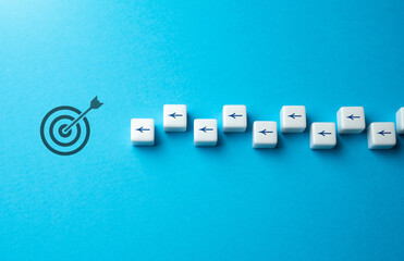 Movement towards the target. Go to the goal. Metaphor for achieving a task. Climb to success. Get to the top. Ascend and conquer obstacles. Progress, effort, and determination.