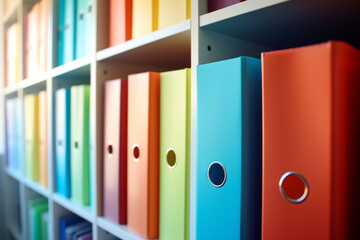 Row of color office folders