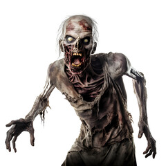 Scary zombie isolated on transparent background PNG