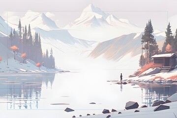 Fototapeta premium a beautiful lake.Generative AI