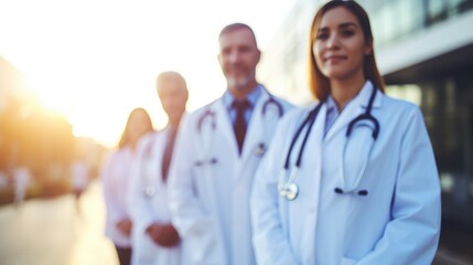 Doctors in front, blurred, doctor's day