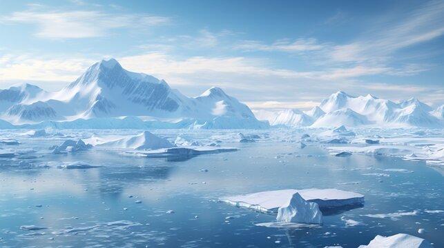 icy arctic glacier, north pole/south pole