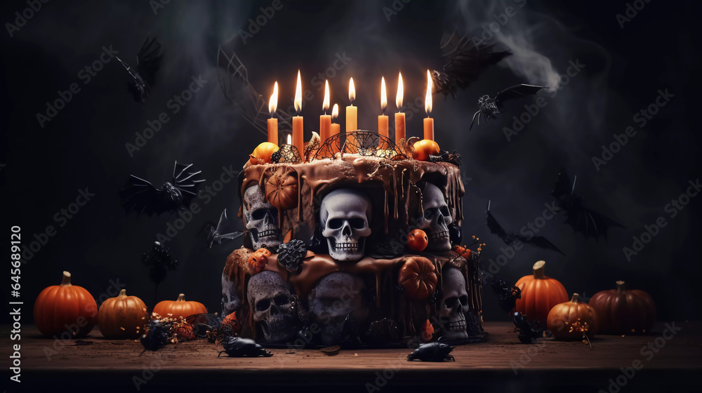 Poster portrait of a halloween cake 