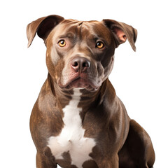 American pitbull terrier on transparent background.