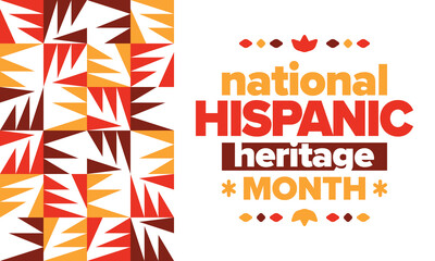 National Hispanic Heritage Month in United States. Celebrate annual in September and October. Latin American and Hispanic ethnicity culture. National fabric vector textures. Traditional festival