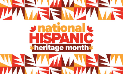 National Hispanic Heritage Month in United States. Celebrate annual in September and October. Latin American and Hispanic ethnicity culture. National fabric vector textures. Traditional festival