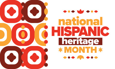National Hispanic Heritage Month in United States. Celebrate annual in September and October. Latin American and Hispanic ethnicity culture. National fabric vector textures. Traditional festival