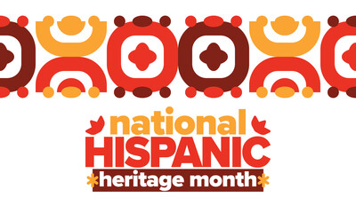 National Hispanic Heritage Month in United States. Celebrate annual in September and October. Latin American and Hispanic ethnicity culture. National fabric vector textures. Traditional festival