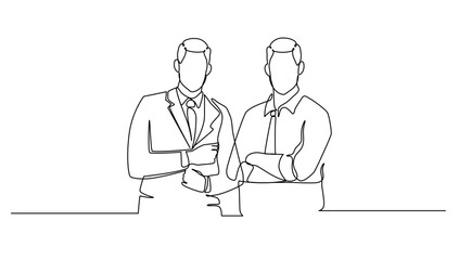 continuos lineart drawing two people confidently for the business concept. vector illustration