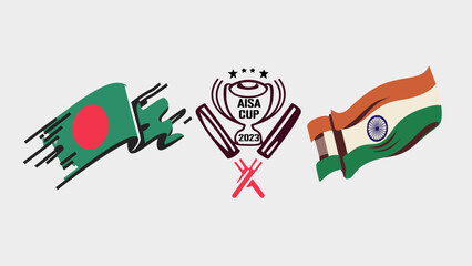 Bangladesh vs India Asian Cup 2023 Cricket in  with flag Illustration