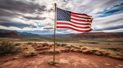 american flag in the desert