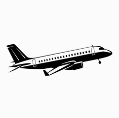 Fototapeta na wymiar Airplane silhouette on white background, vector