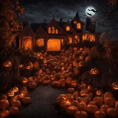 ハロウィン　たくさんのカボチャ