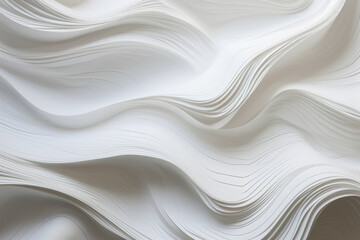 A white paper background showcasing elegant swirls and waves, artistically styled to resemble stacked piles.