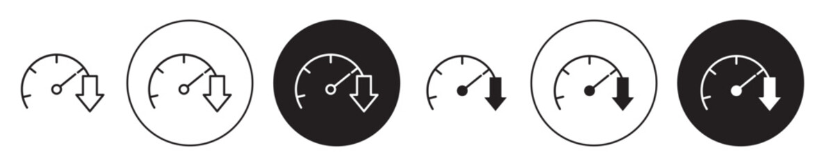 Slow Download speed icon set in black filled and outlined style.
