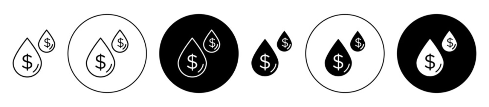 Investment Liquidity Icon Set. Financial Money Liquidity Vector Symbol In Black Filled And Outlined.