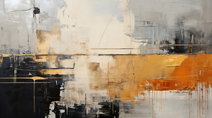 Abstract Art of Deconstructed Black and Silver Gold Foil