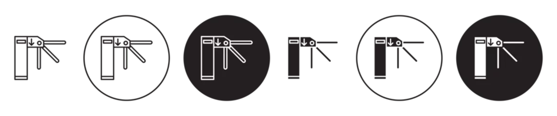 Fotobehang Turnstile icon set. entrance gate security turnstile vector symbol in black filled and outlined style. © kru