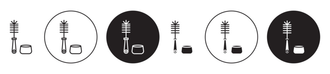 Toilet Brush icon set. simple bathroom cleaning brush vector symbol in black filled and outlined style.