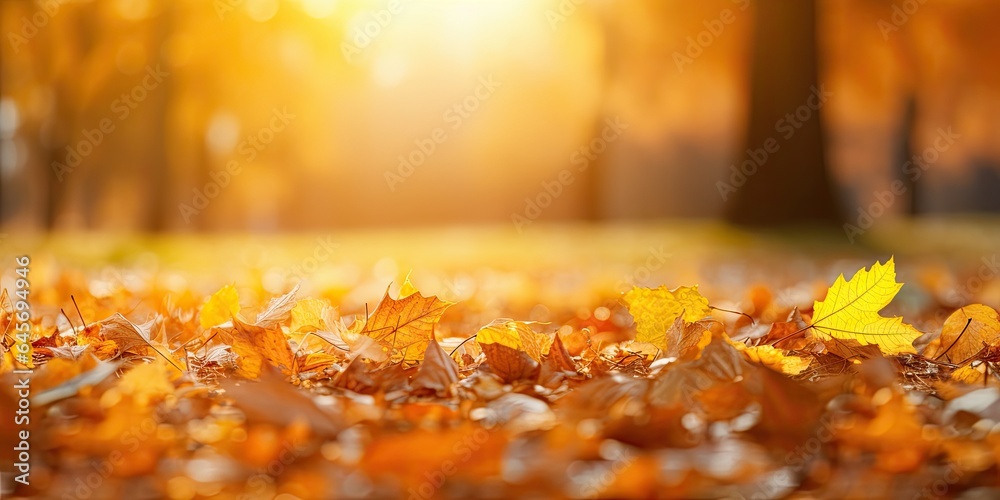 Wall mural autumn golden touch. vibrant maple leaves. nature canvas. bright day. maple in sunshine