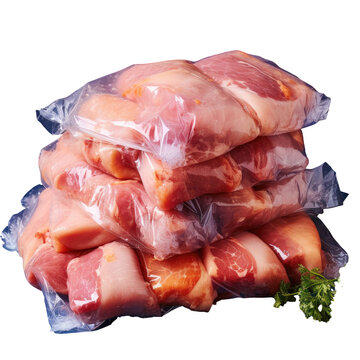 Chicken pieces packaged on the table transparent background