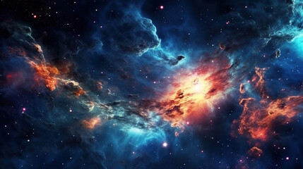 Fototapeta premium Dark Night Sky with Stars and Nebulous Clouds