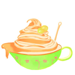 a cup of icecream with melon