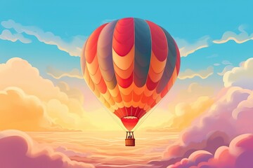 Fototapeta premium Colorful hot air balloons flying on sky, hot air balloons, Generative Ai illustration