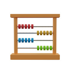 Abacus with colorful wooden beads 3d illustration, front view